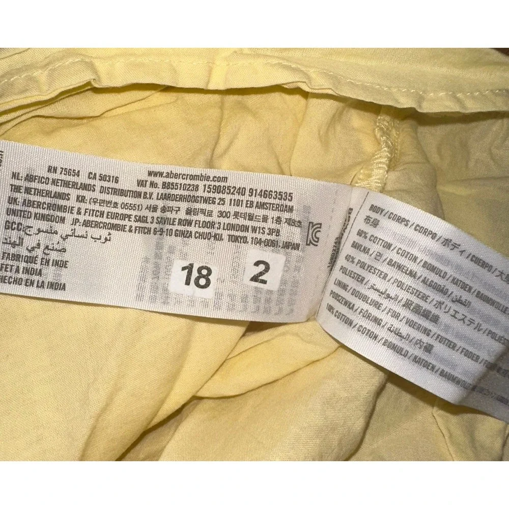 Abercrombie Fitch Emerson Yellow‎ Poplin Puff Sleeve Mini Milkmaid Dress Women S